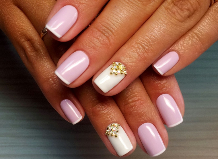 Idea per french manicure, unghie corte forma squadrata, unghie bellissime 