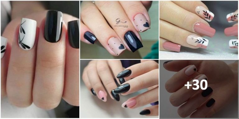 BLACK NAILS WITH PINK AND WHITE【+20 Great Ideas】