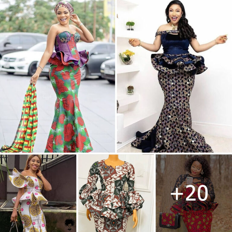 20+ Amazing And Unique Ankara Long Skirt And Peplum Blouse Styles.