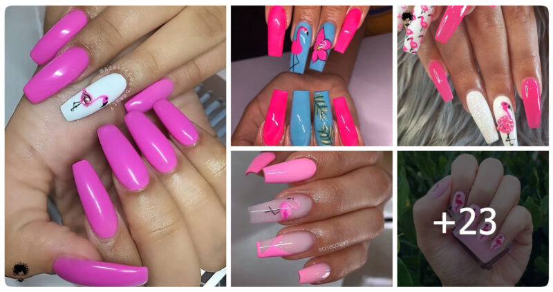 30 Cute Flamingo Nails For 2024