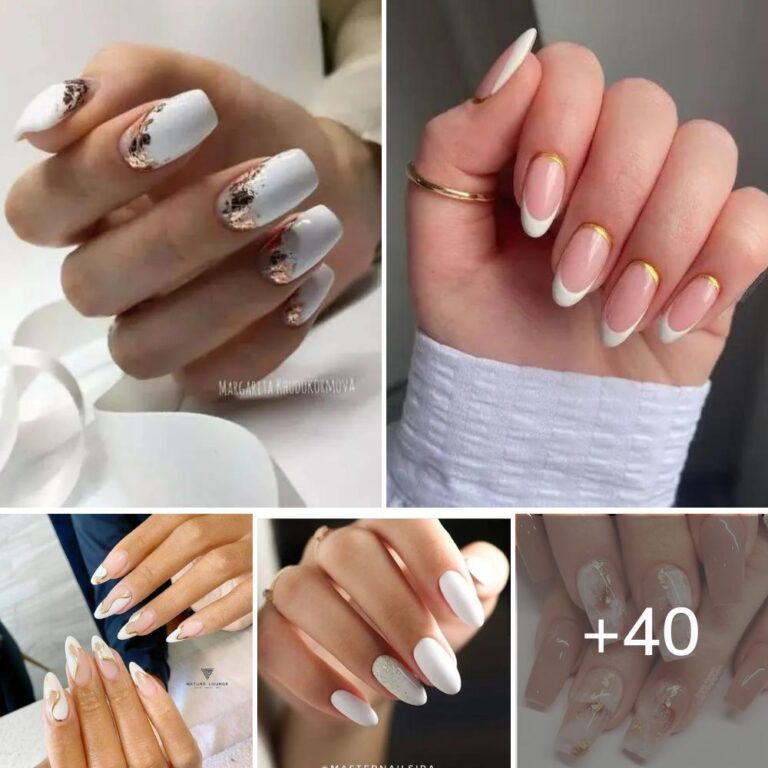 40+ Gorgeous White And Gold Nails To Copy