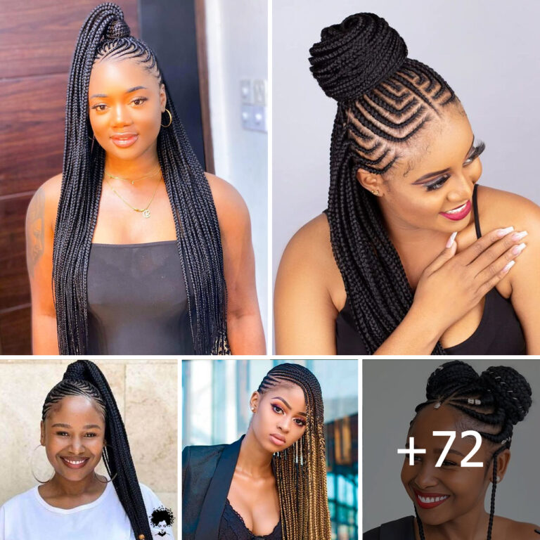Eye-Catching Stitch Braids in Ponytail Cornrow Styles